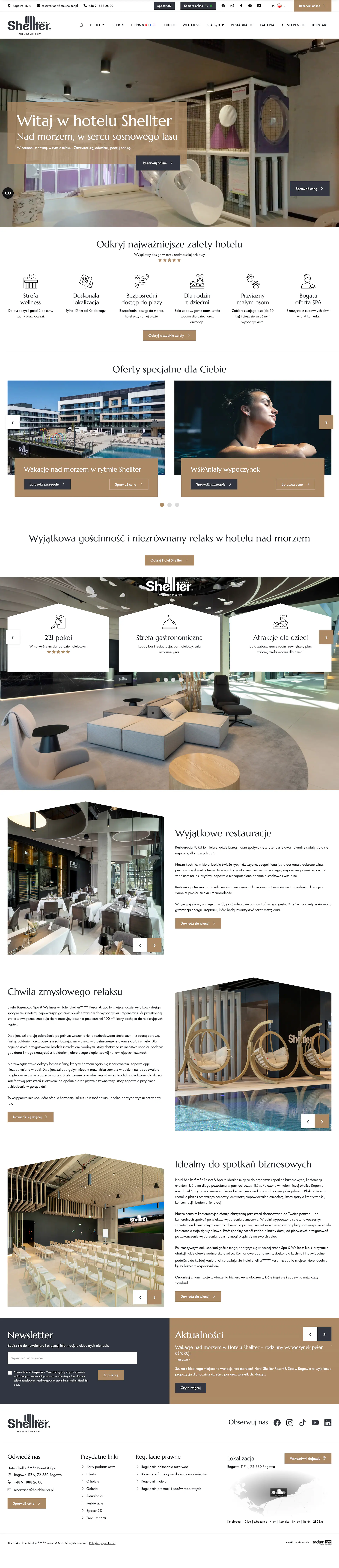 Zrzut strony hotelshellter.pl - realizacja Hotel Shellter Resort & Spa